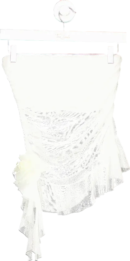 PrettyLittleThing White Sequin Embellished Mini Skirt UK 8