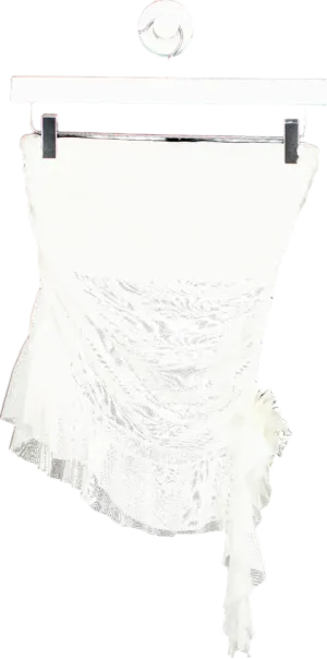 PrettyLittleThing White Sequin Embellished Mini Skirt UK 8