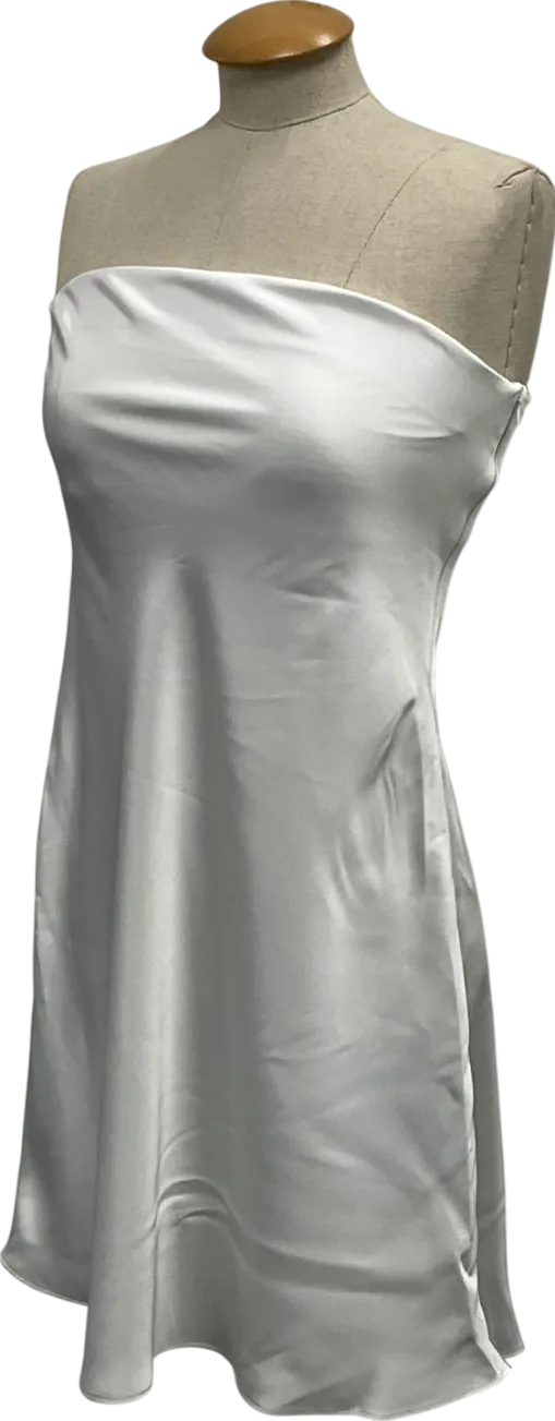 Primark White Strapless Satin Dress UK 12