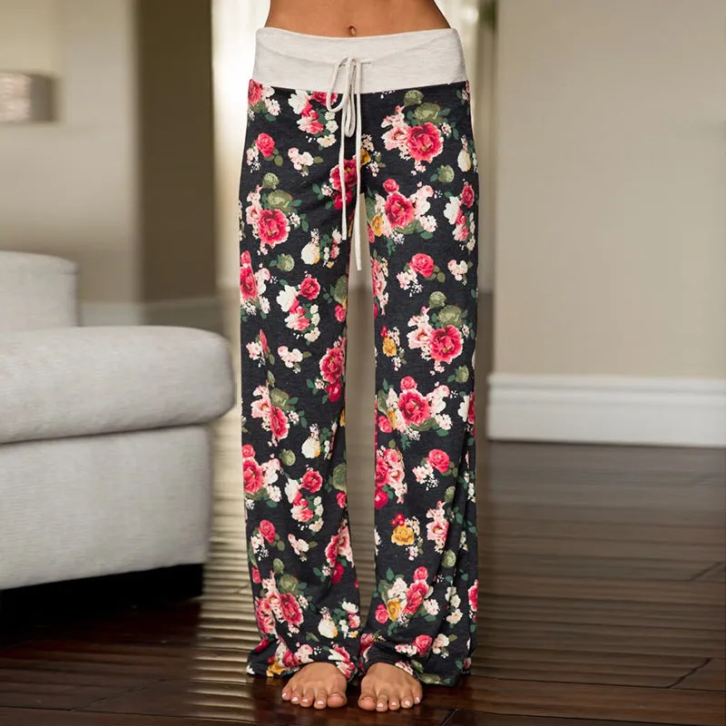 Printed Casual Wide-Leg Pants