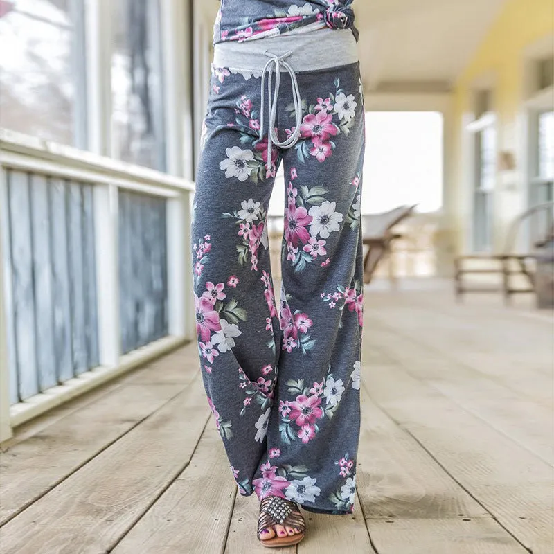 Printed Casual Wide-Leg Pants