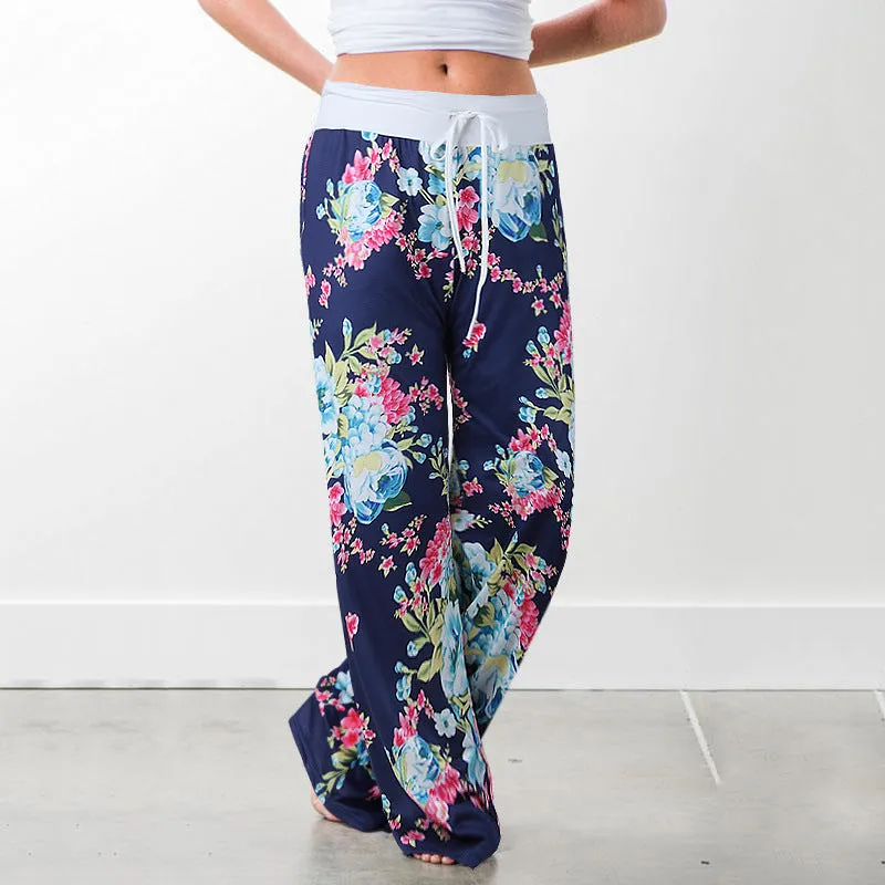 Printed Casual Wide-Leg Pants