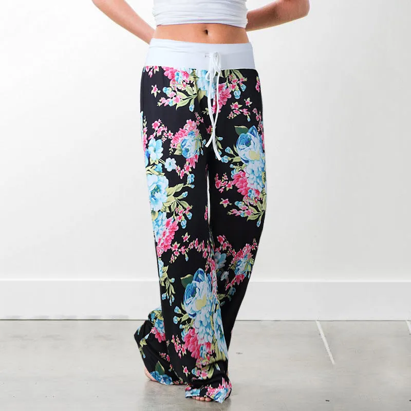 Printed Casual Wide-Leg Pants