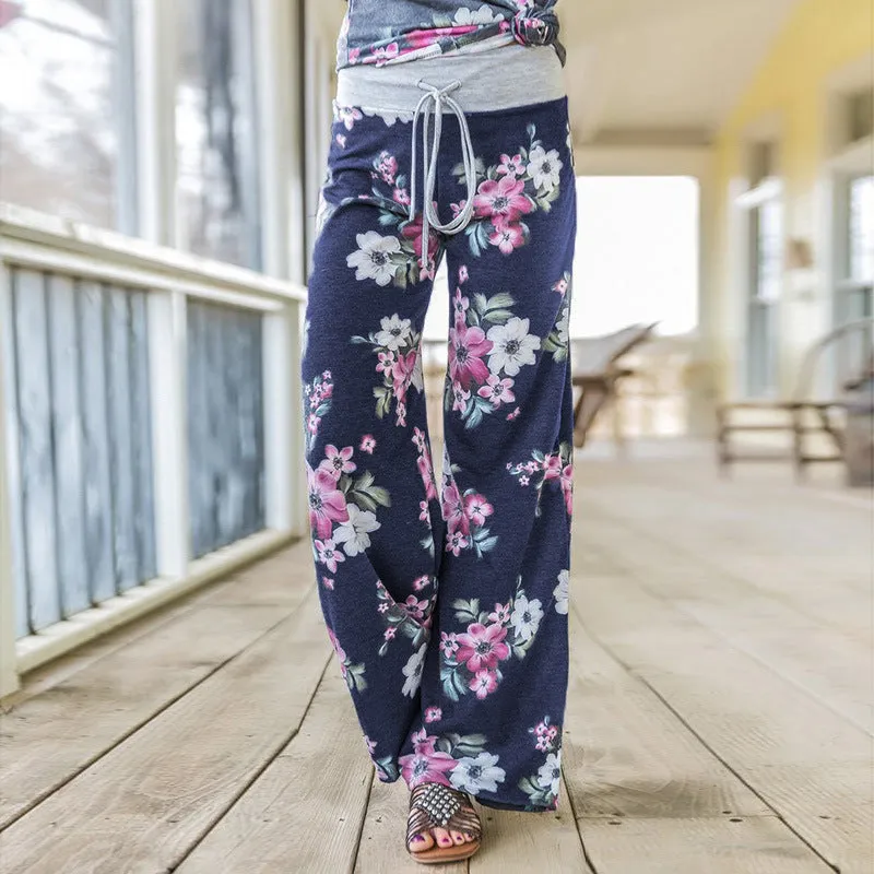 Printed Casual Wide-Leg Pants