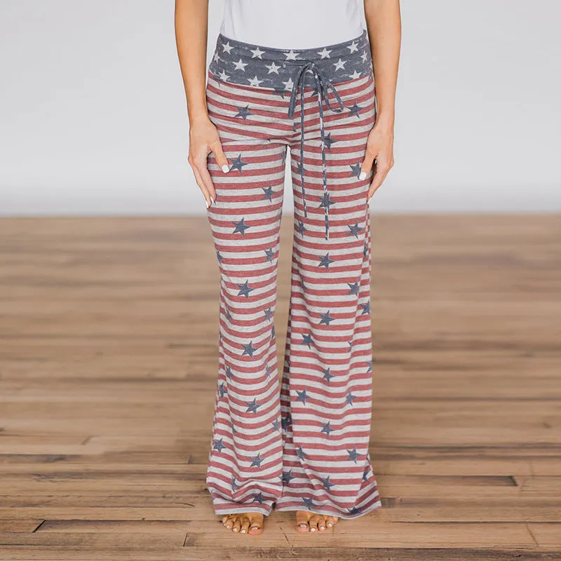 Printed Casual Wide-Leg Pants