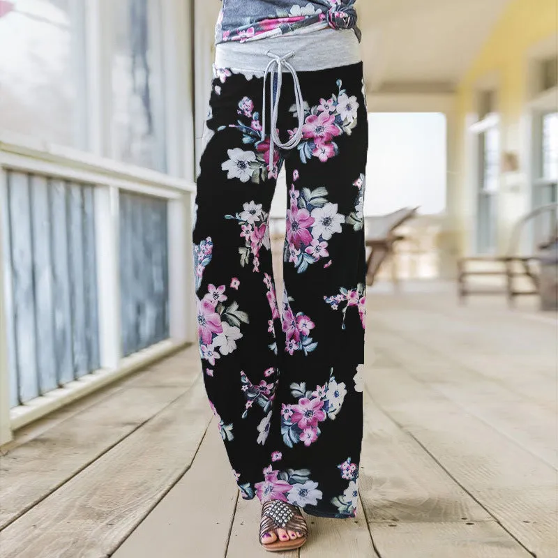 Printed Casual Wide-Leg Pants
