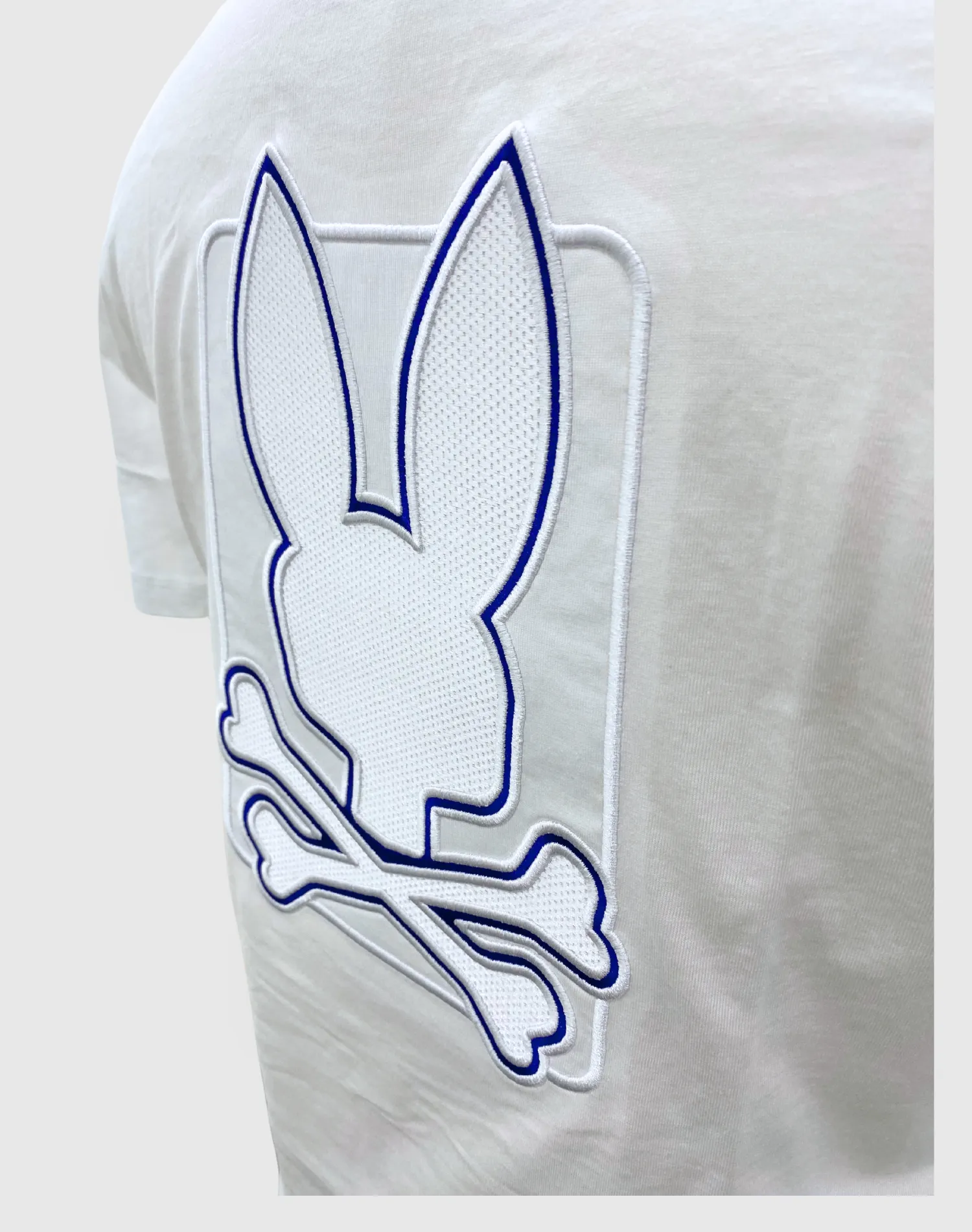 Psycho Bunny Pierce Embroidered Back Tee - White & Blue