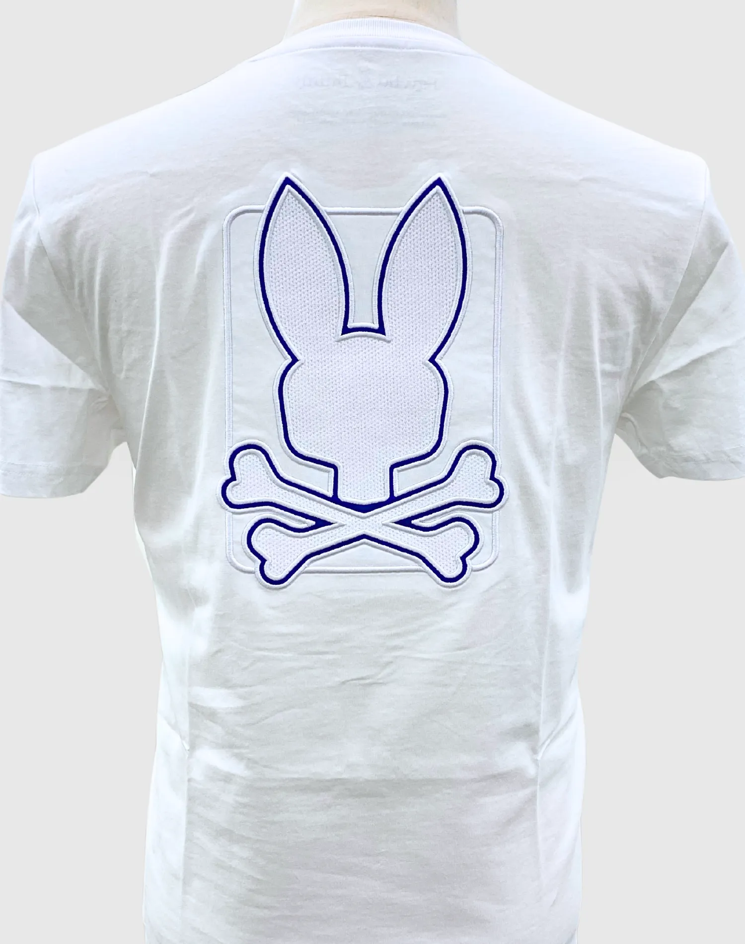Psycho Bunny Pierce Embroidered Back Tee - White & Blue