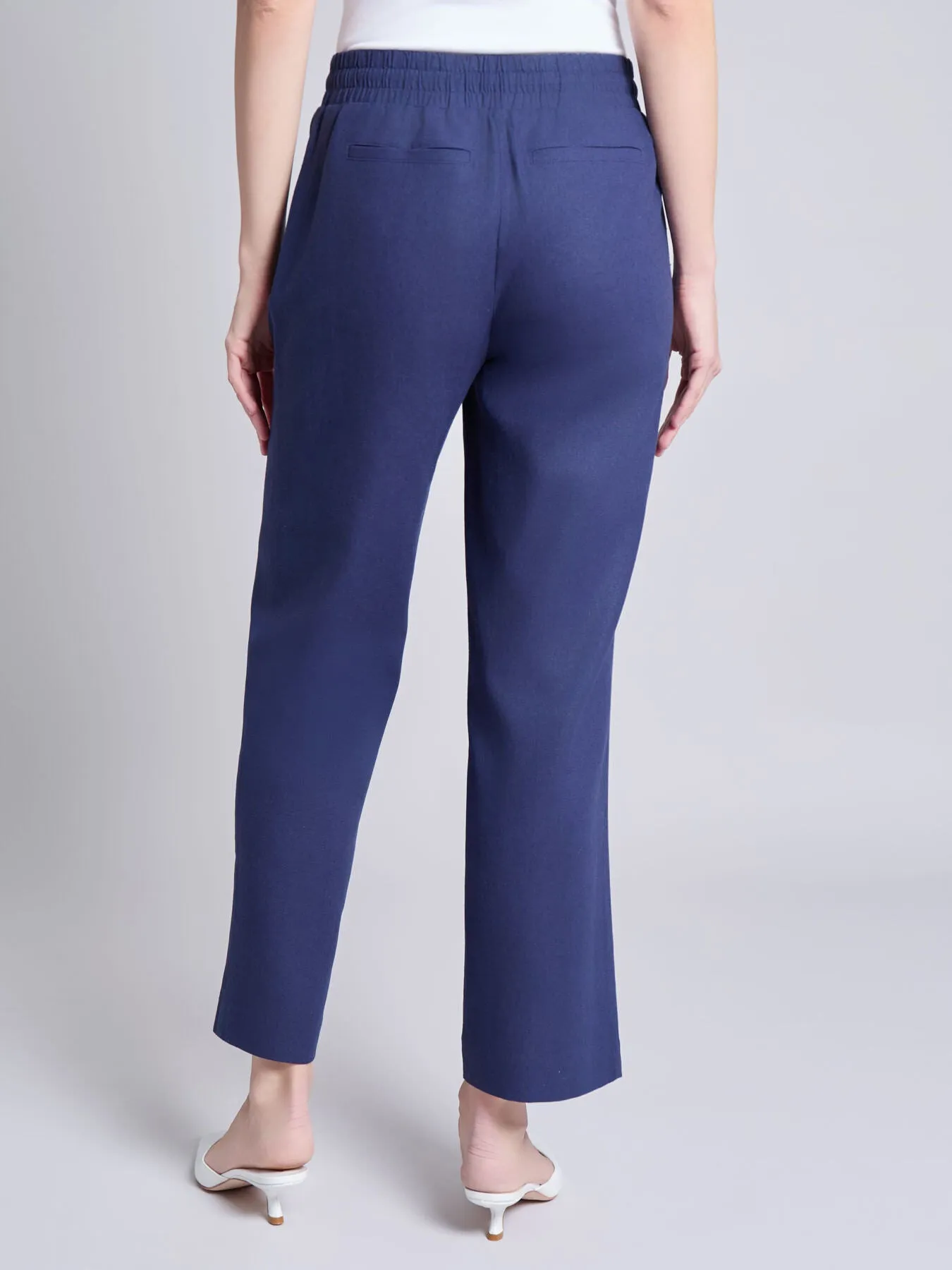 Pull-On Drawstring Wide Leg Pant, Linen Viscose
