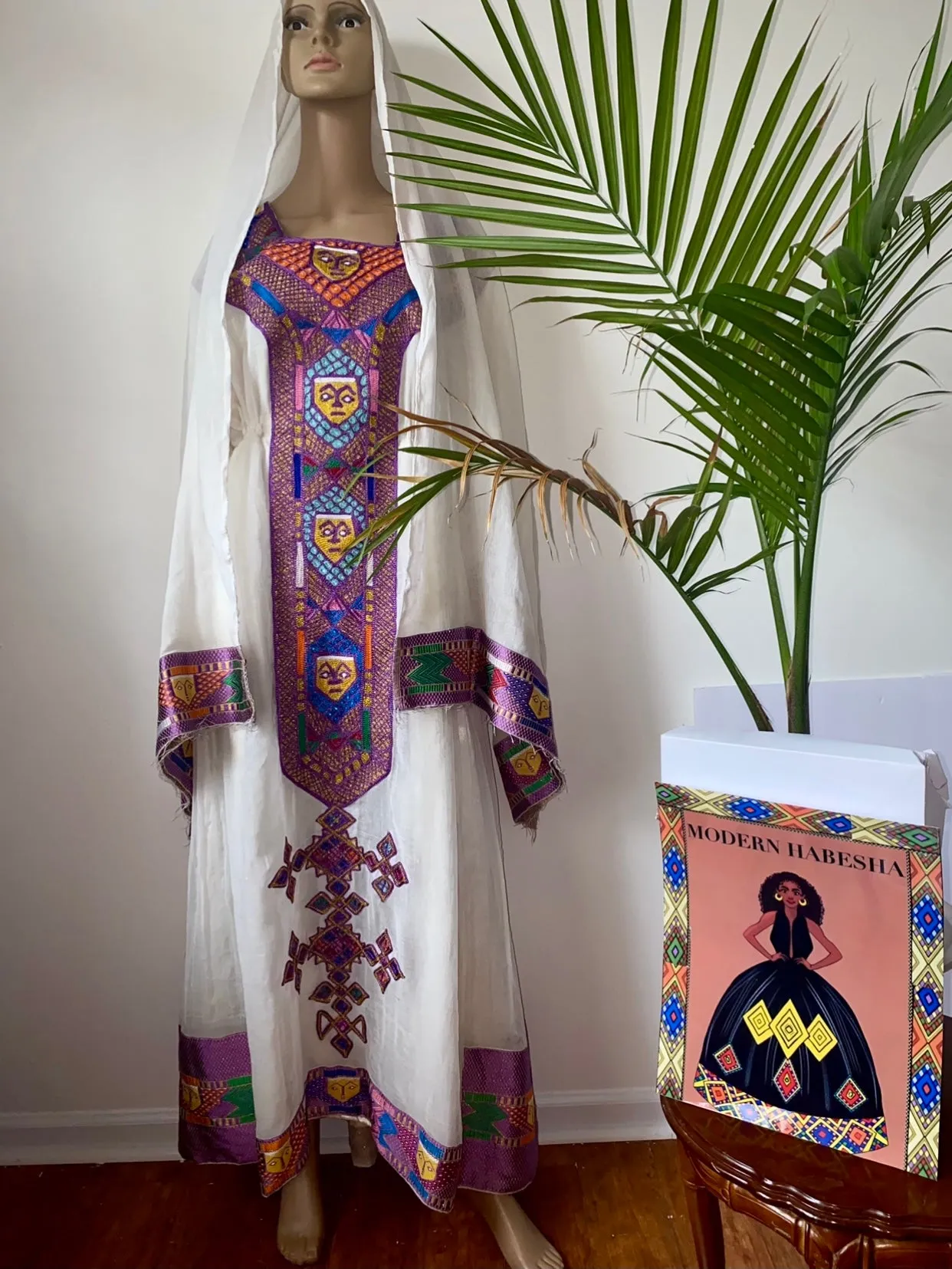 Purple Ethiopian Dress, Nigist Saba Zuria Habesha Kemis