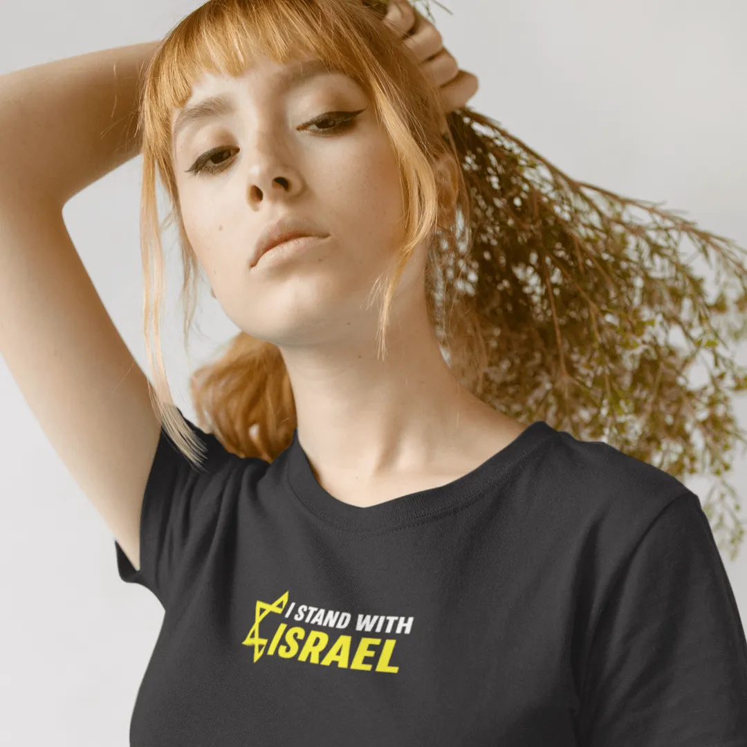 "I Stand With Israel" Black Custom T-Shirt for Women