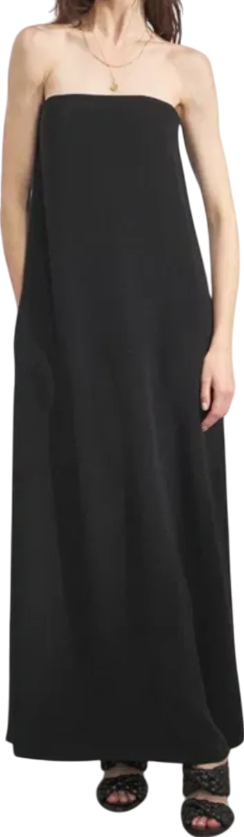 Raey Black Bandeau-neck Silk-satin Maxi Dress UK 6