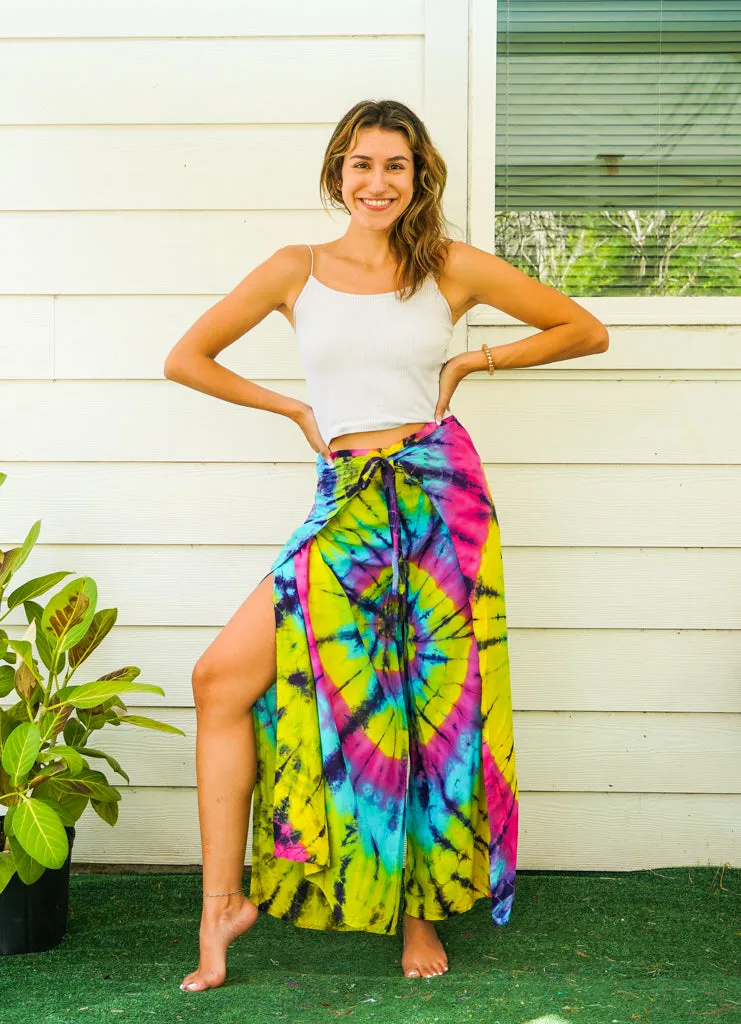 Rainbow Swirl Palazzo Wrap Pants