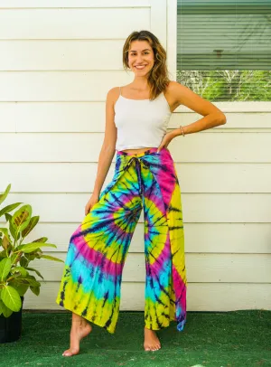 Rainbow Swirl Palazzo Wrap Pants