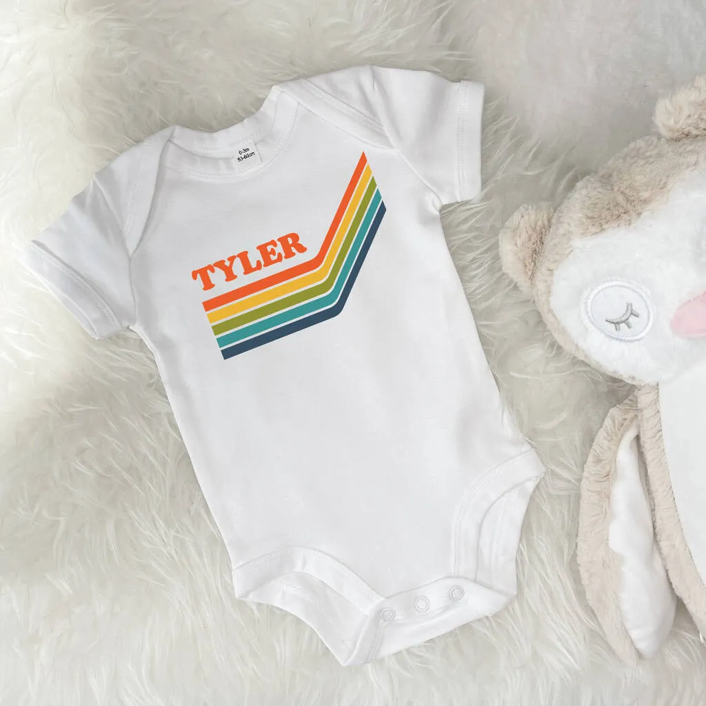 Retro Colourful Personalised Babygrow