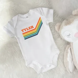 Retro Colourful Personalised Babygrow