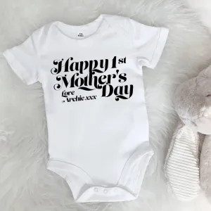 Retro Happy Mother's Day Personalised Babygrow