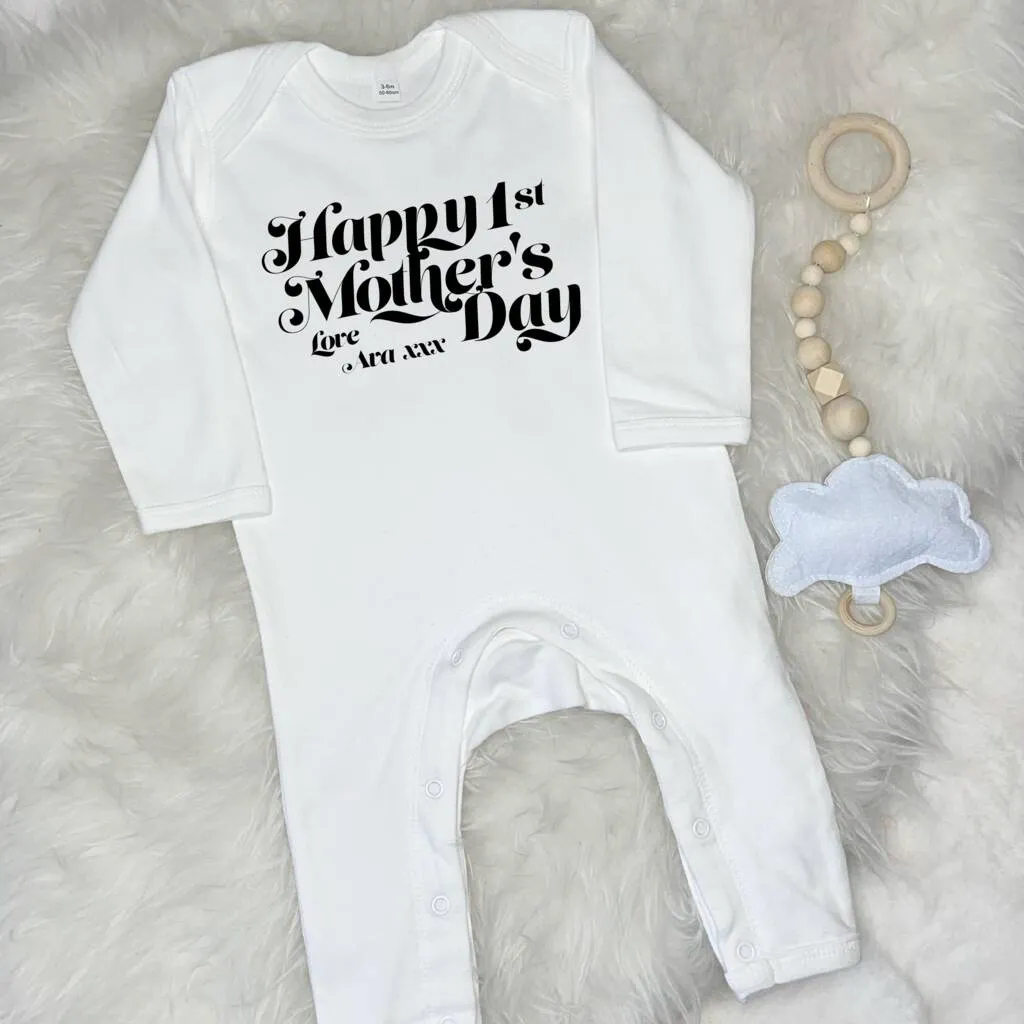 Retro Happy Mother's Day Personalised Babygrow
