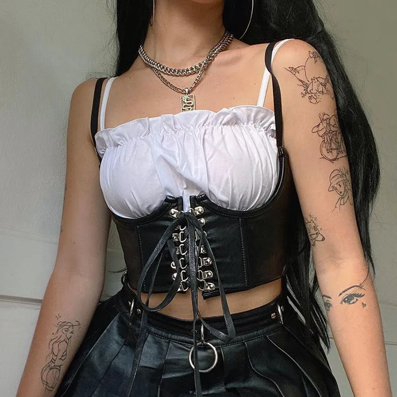 Retro Pu Leather Vest Corset N033103