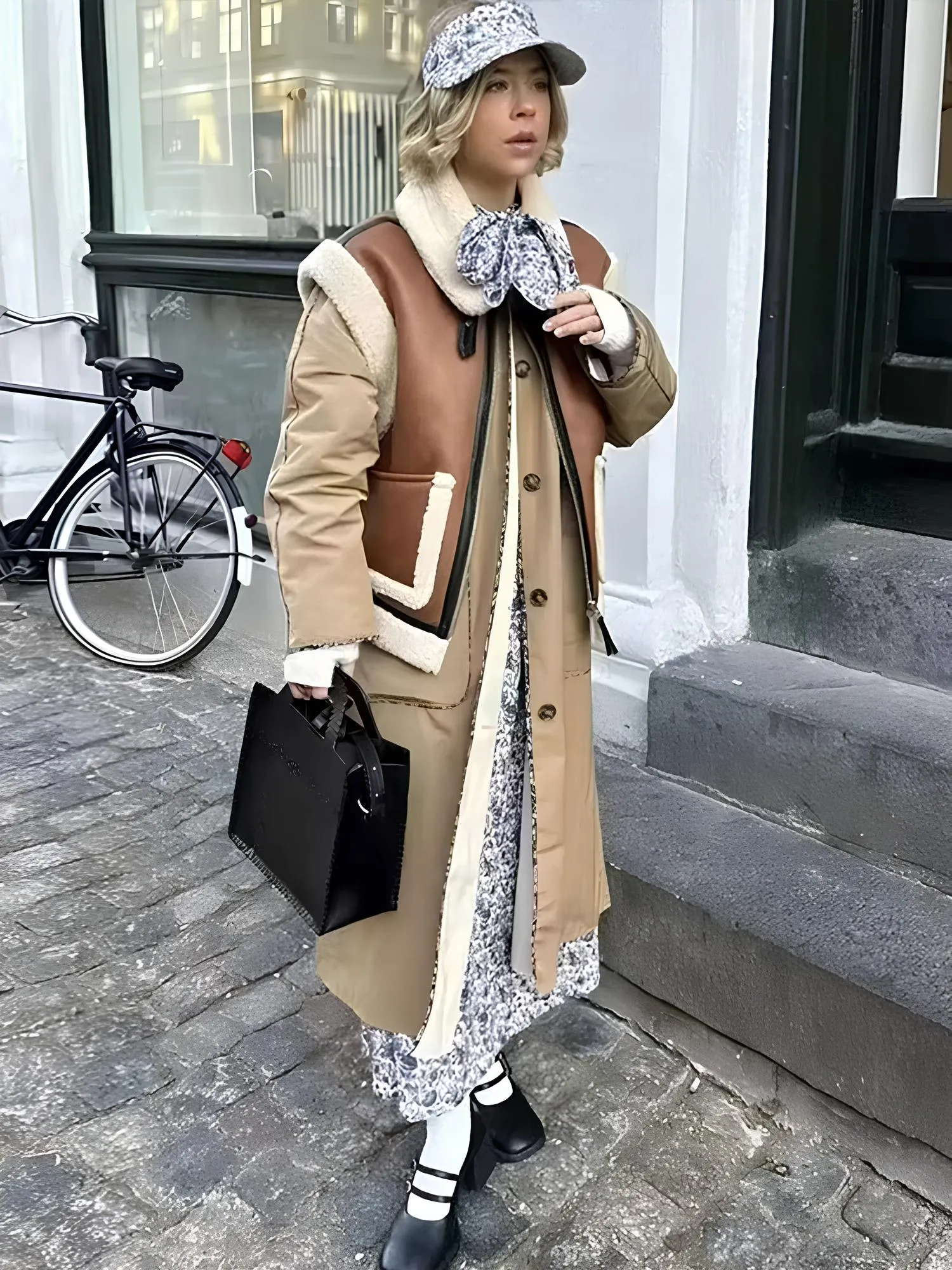 Retro Suede Women's Vest – Warm Plush-Lined Winter Jacket