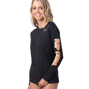 Rip Curl Womens Old Waves Surflite Long Sleeved UV Tee - Black