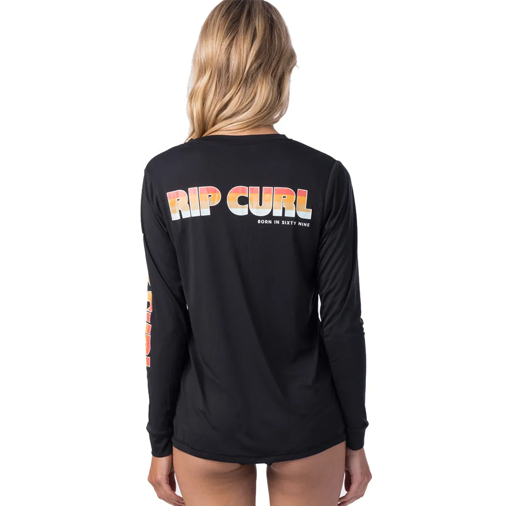 Rip Curl Womens Old Waves Surflite Long Sleeved UV Tee - Black