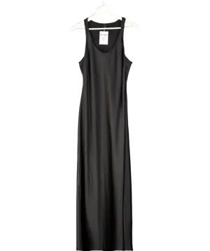 River Island Black Satin Scoop Neck Maxi Dress UK 14