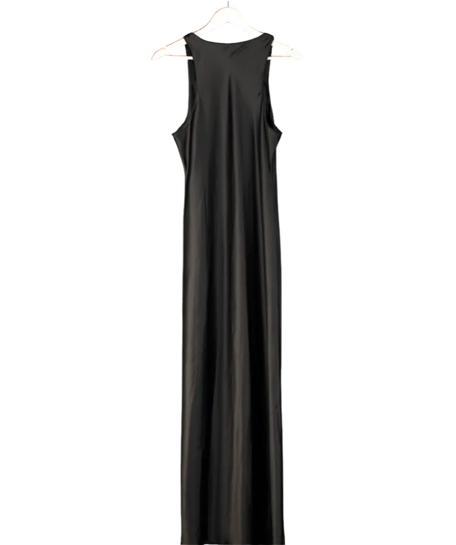 River Island Black Satin Scoop Neck Maxi Dress UK 14
