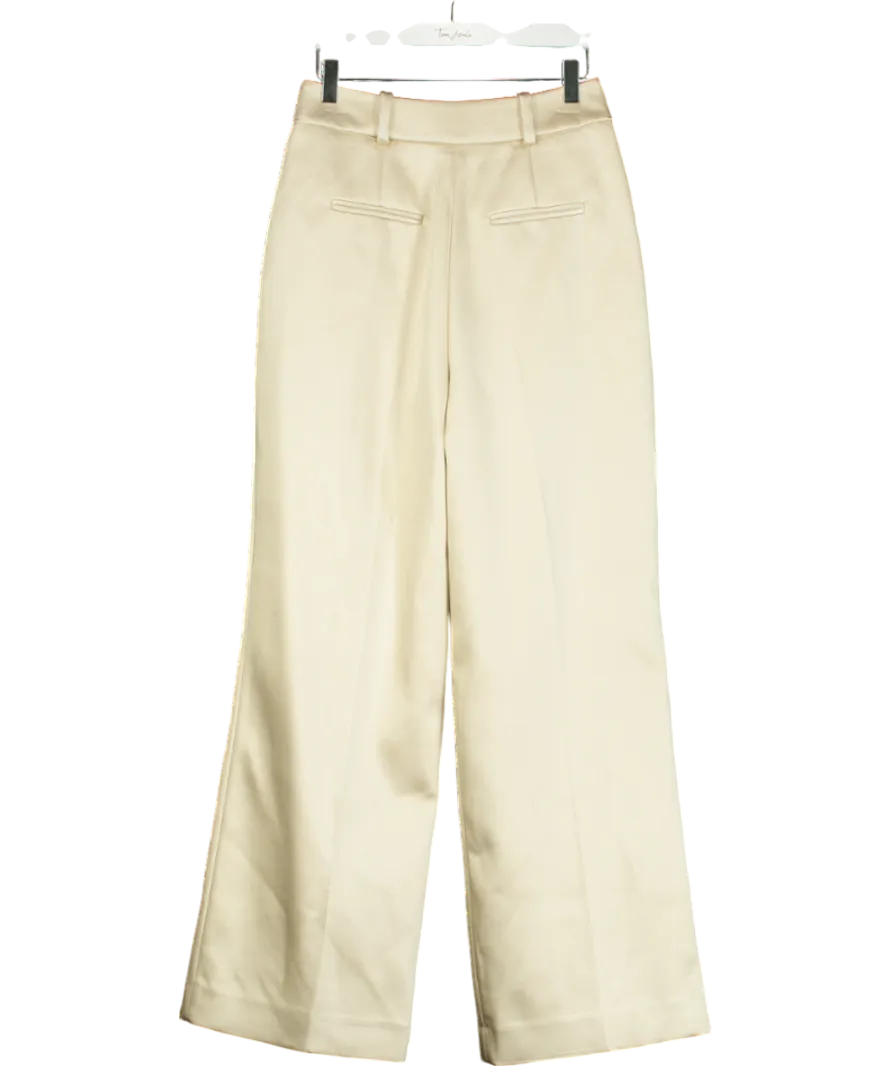 River Island Cream Bonded Satin Wide Leg Trouser UK 6
