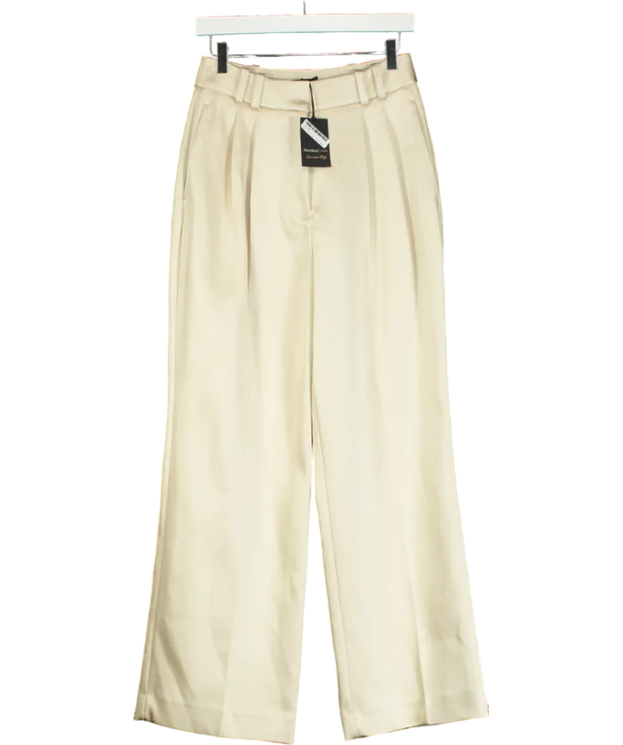 River Island Cream Bonded Satin Wide Leg Trouser UK 6