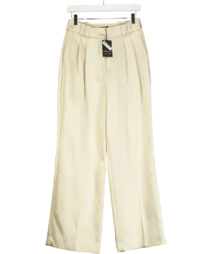 River Island Cream Bonded Satin Wide Leg Trouser UK 6