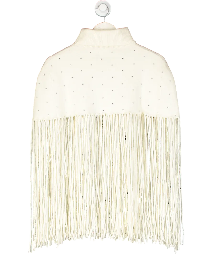 River Island Cream Embellished Knitted Tassel Cape One Size