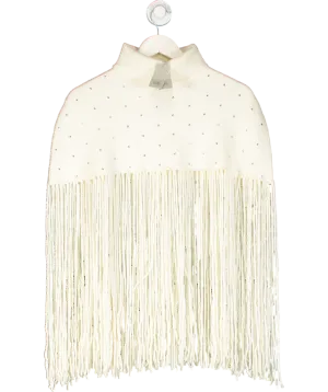 River Island Cream Embellished Knitted Tassel Cape One Size