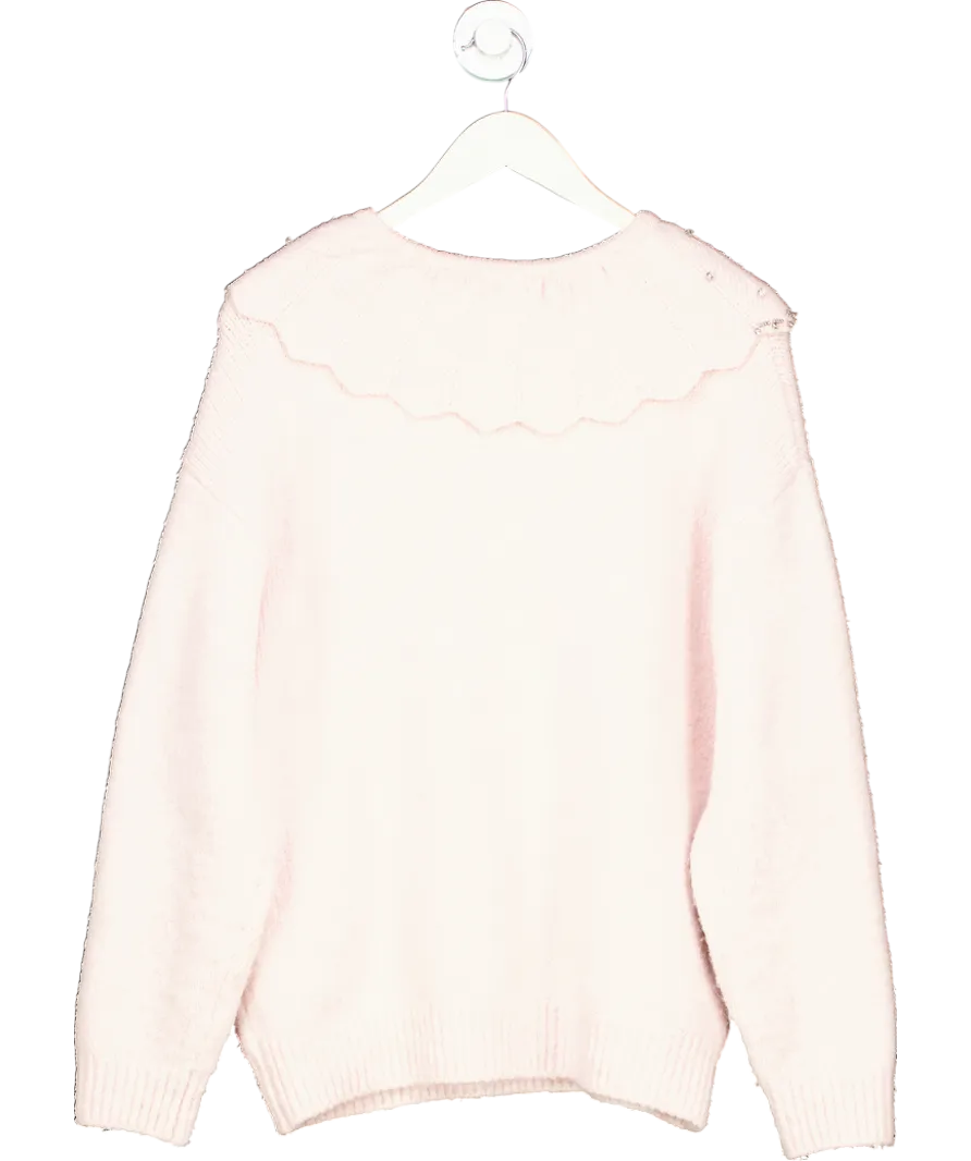 River Island Pink Ultimate Embellished Collar Jumper UK M