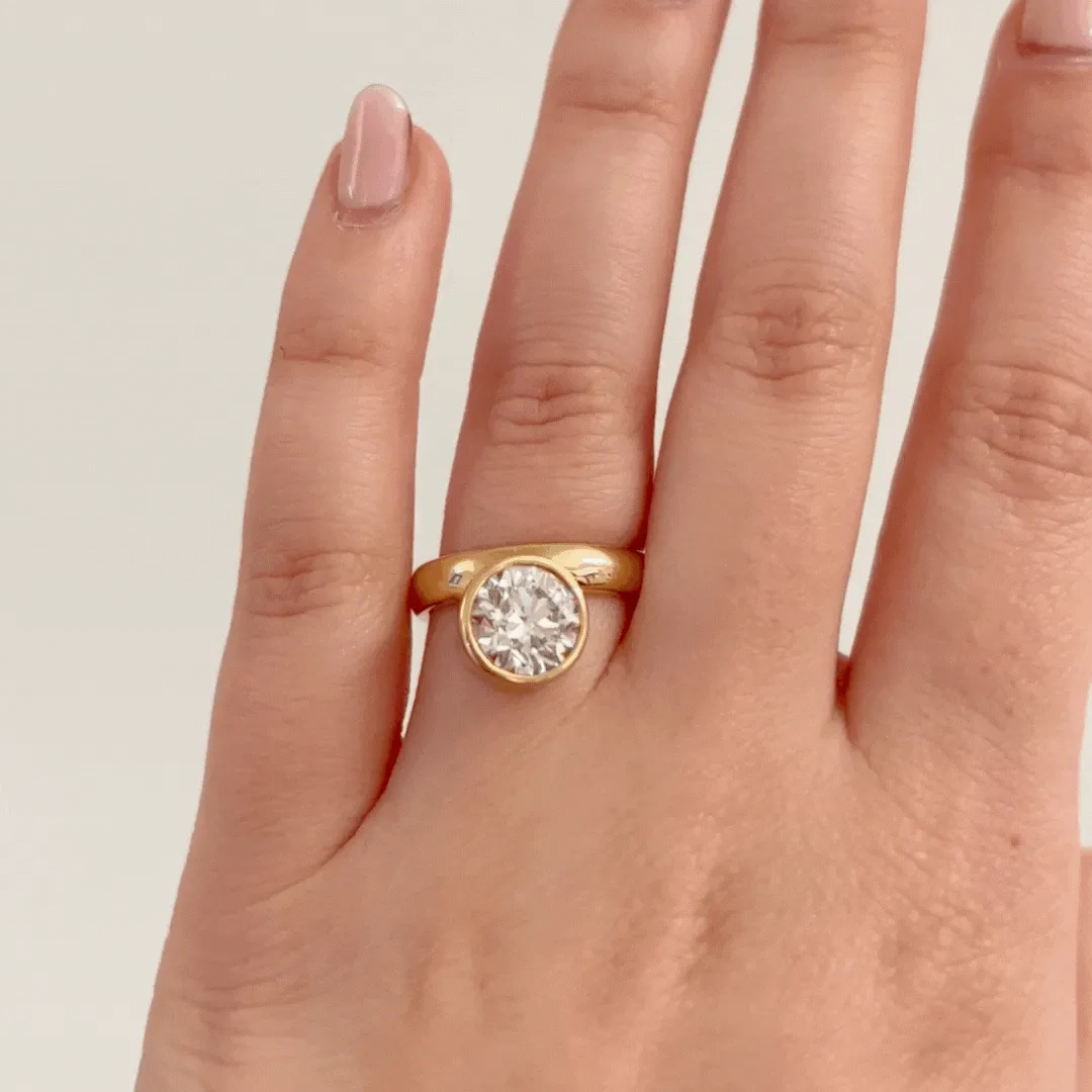Round Wide Side Set Rivet Engagement Ring