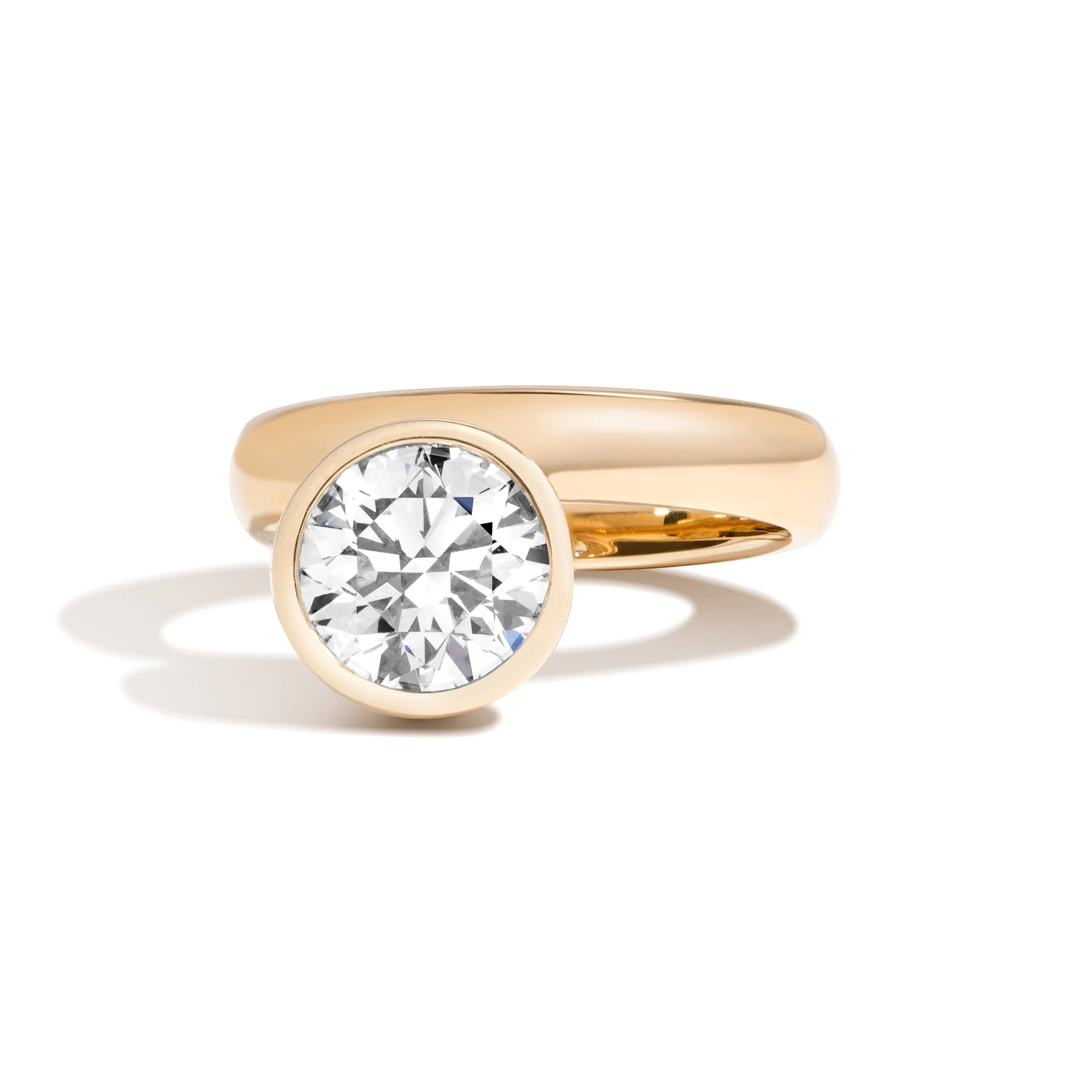 Round Wide Side Set Rivet Engagement Ring