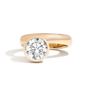 Round Wide Side Set Rivet Engagement Ring