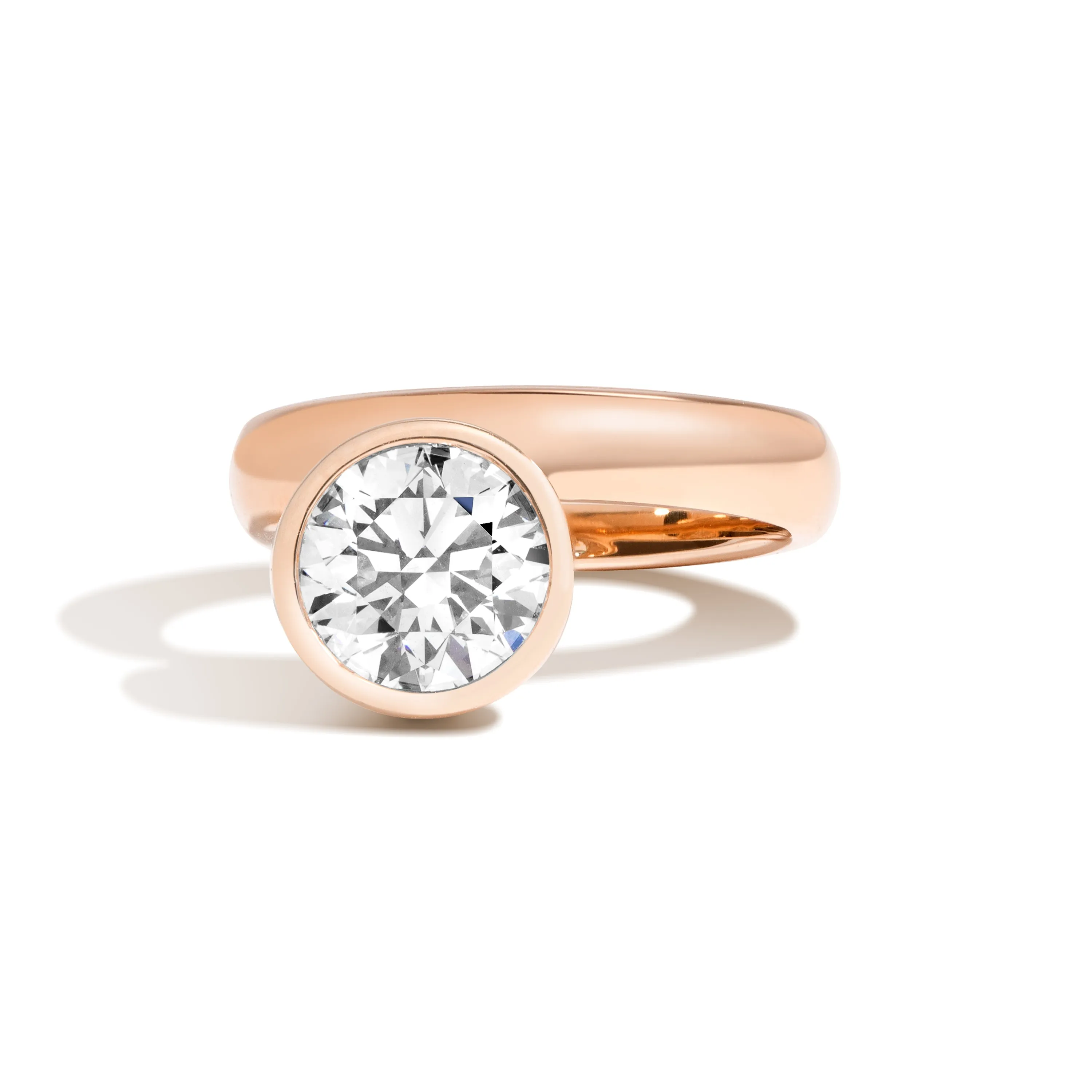Round Wide Side Set Rivet Engagement Ring