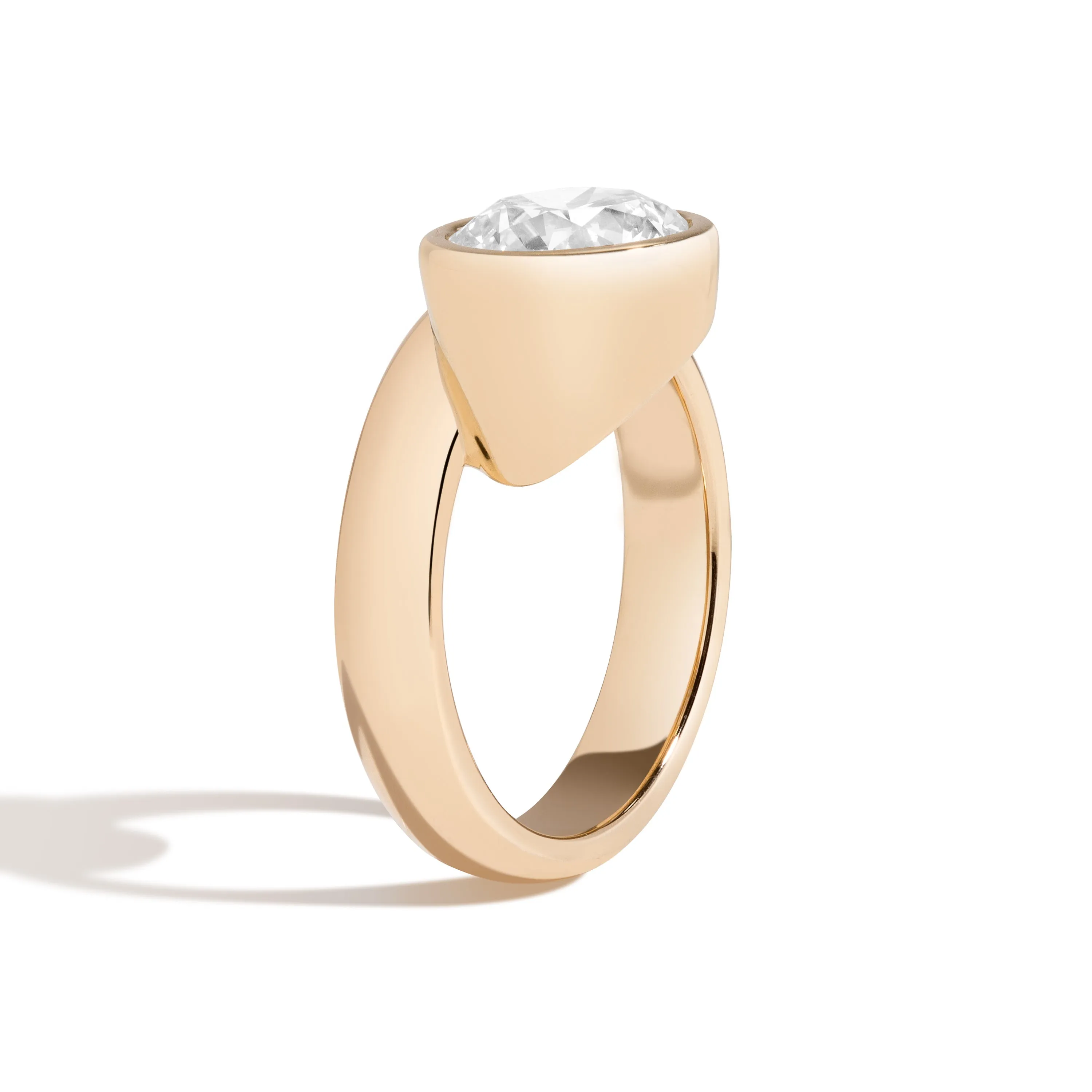 Round Wide Side Set Rivet Engagement Ring