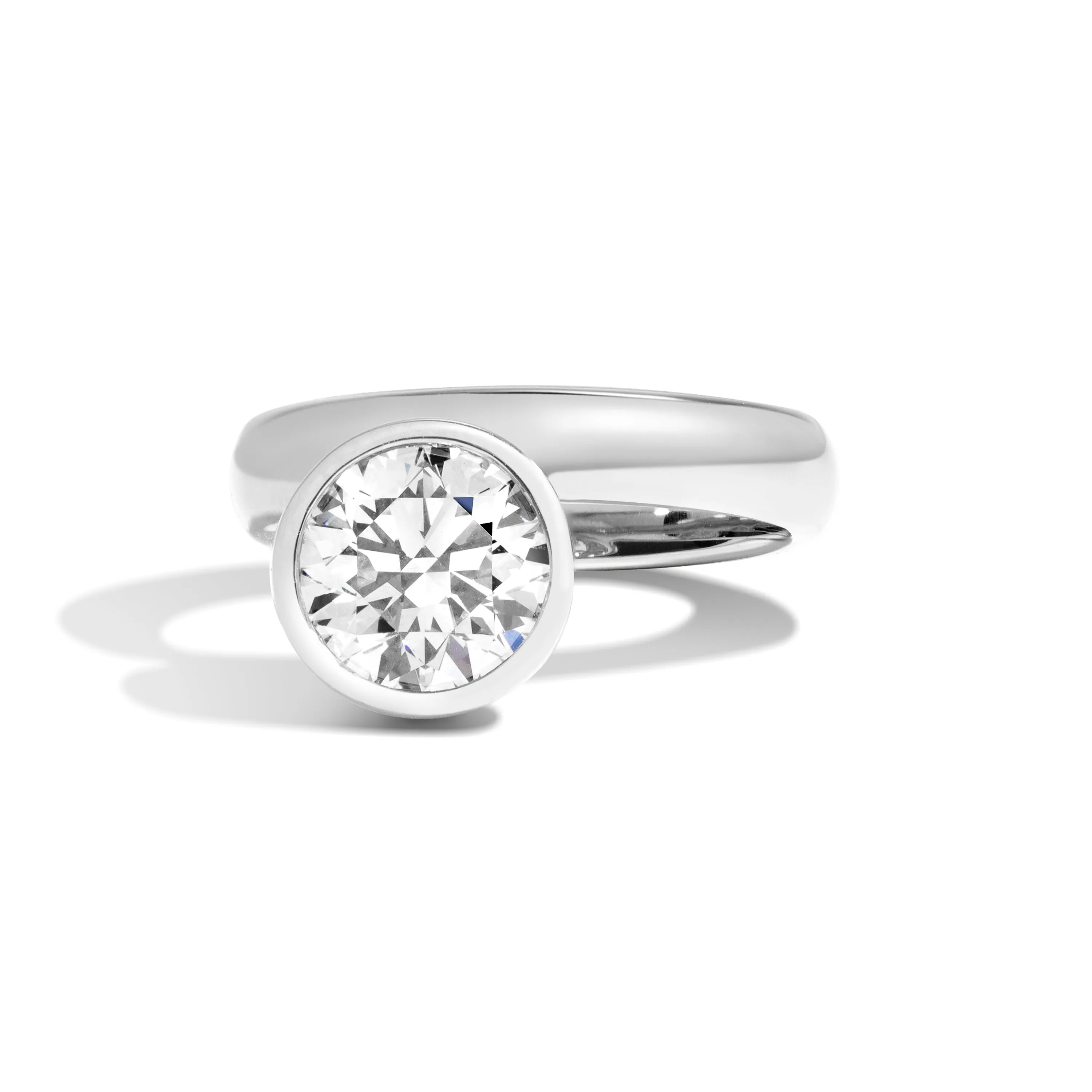 Round Wide Side Set Rivet Engagement Ring