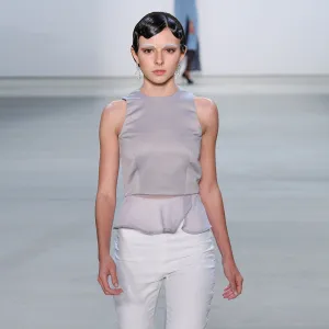 Satin and Chiffon Peplum Top