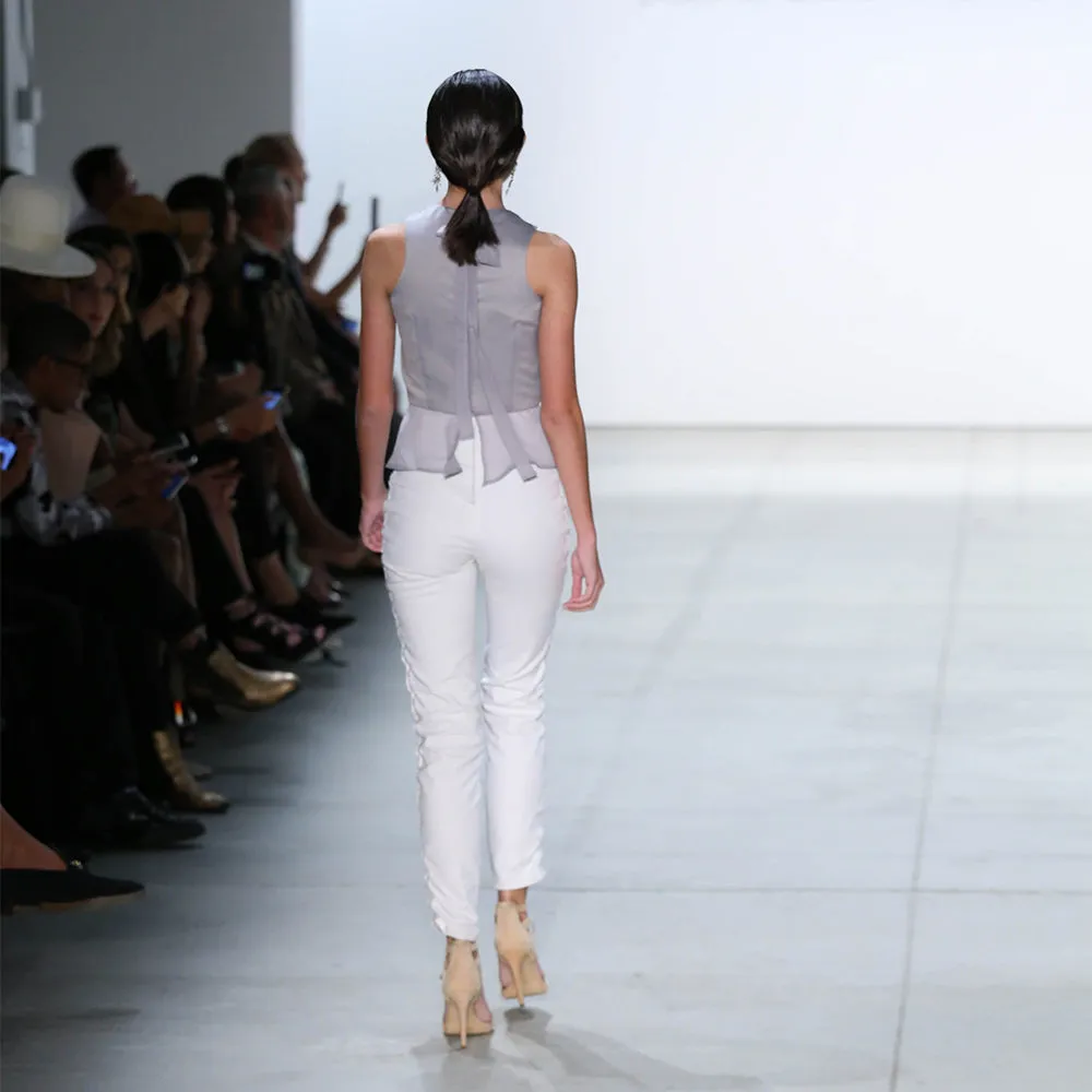 Satin and Chiffon Peplum Top