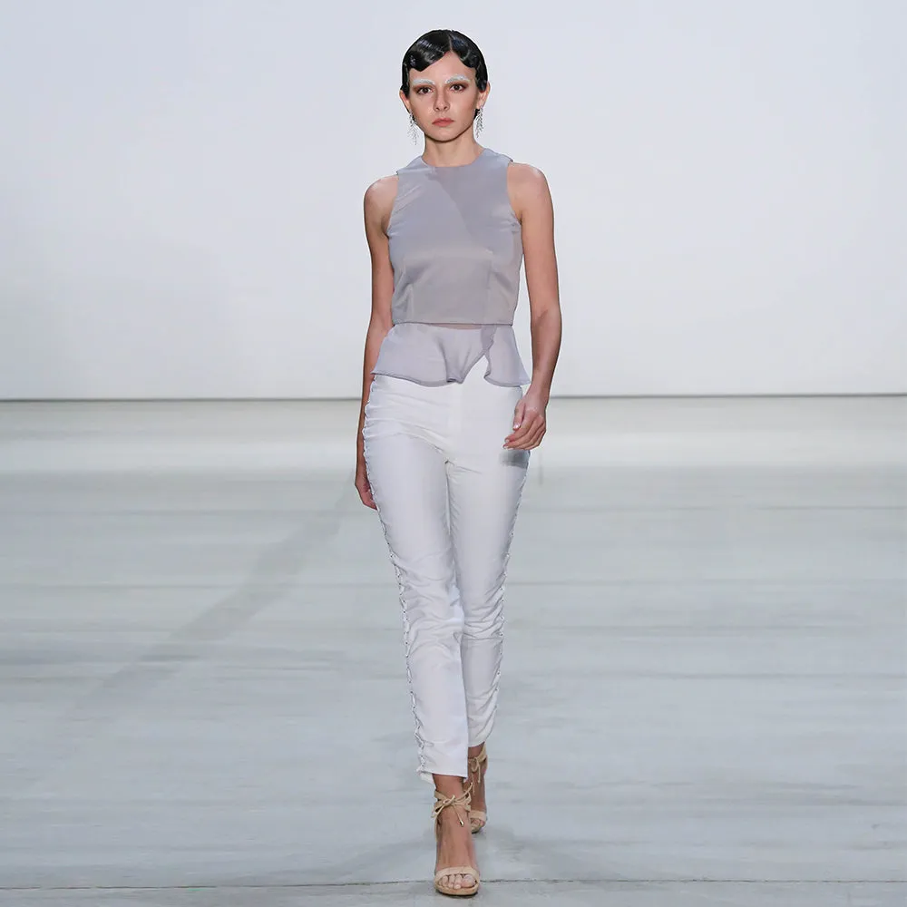Satin and Chiffon Peplum Top