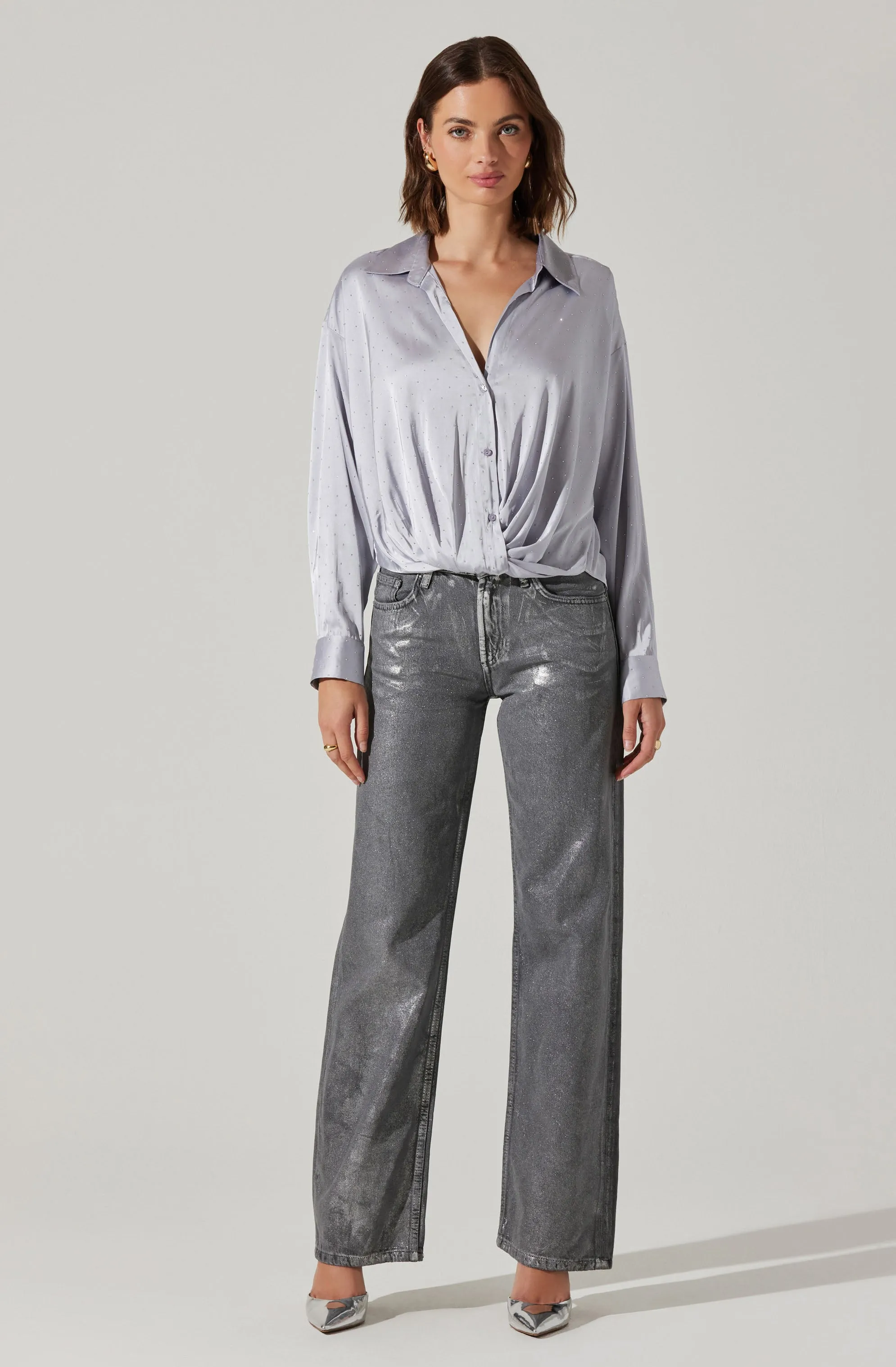 Sebio Satin Rhinestone Top