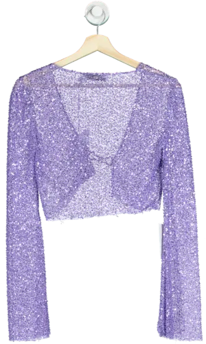 Self-Portrait Purple Beaded Cardigan UK 6