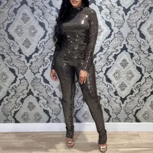 Sequins Long Sleeve 2PCS Pants Set