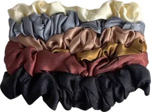 Set of 5 neutral Satin Hair Scrunchies
