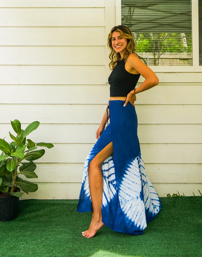 Shibori Flow Tie-Dye Wrap Palazzo Pants