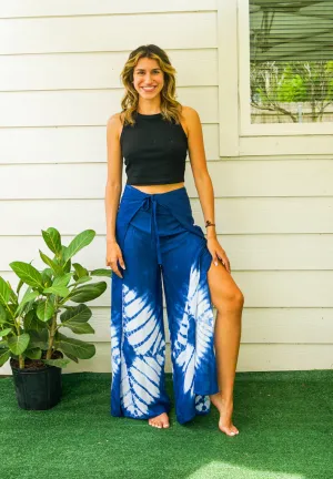 Shibori Flow Tie-Dye Wrap Palazzo Pants