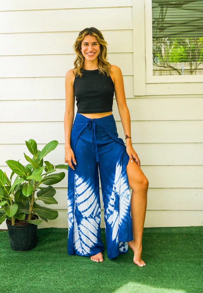 Shibori Flow Tie-Dye Wrap Palazzo Pants